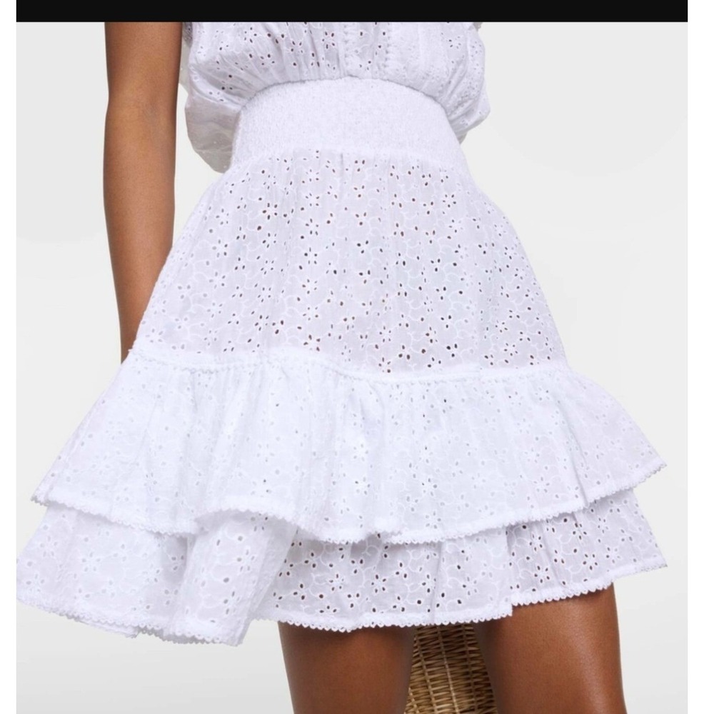 Poupette St Barth Camila Broderie Anglaise Mini Dress White 100% Cotton XS NEW - Picture 2 of 10